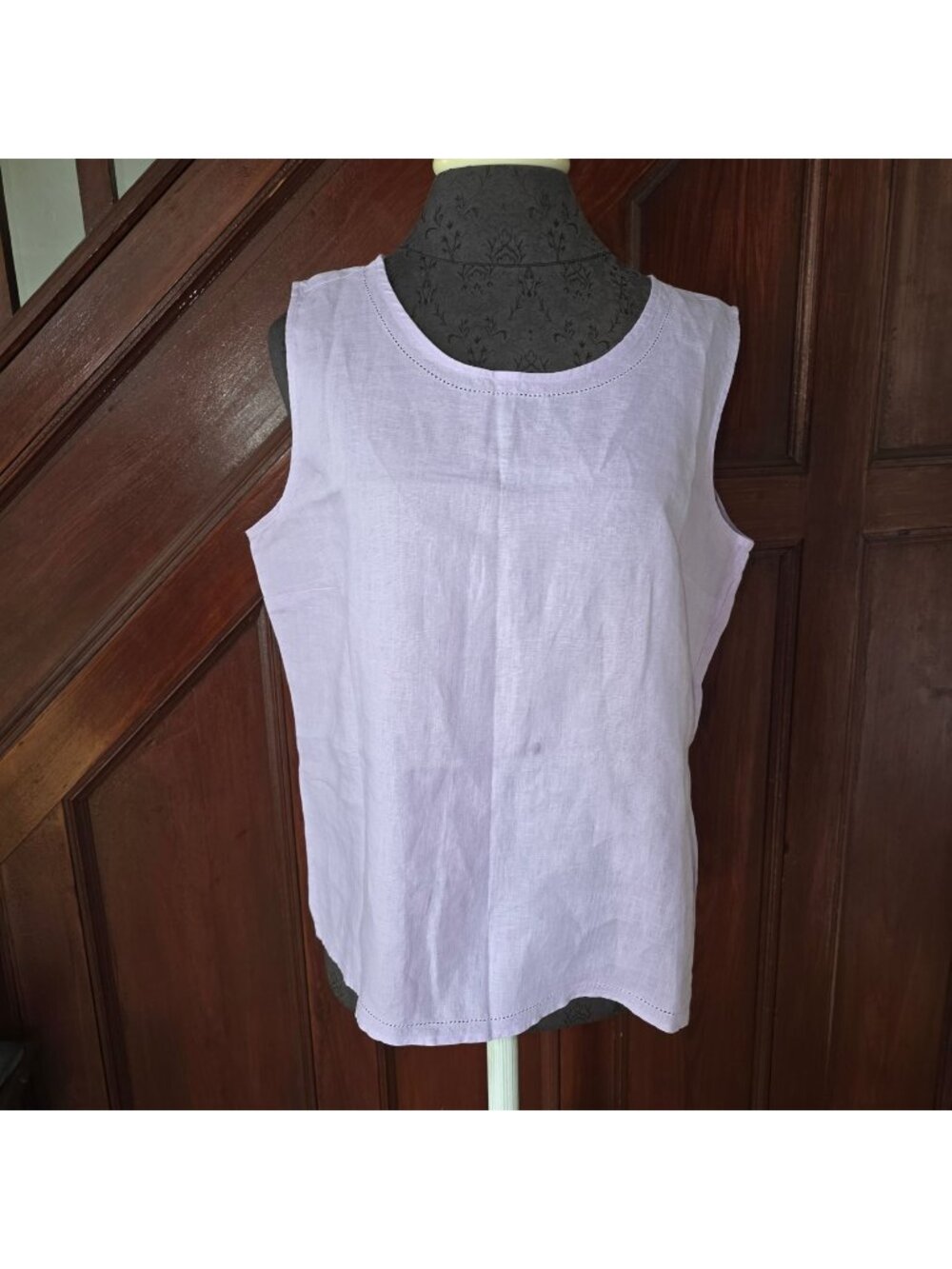 L.L.Bean Womens Lavender Sleeveless 100% Linen Tank Top Size M